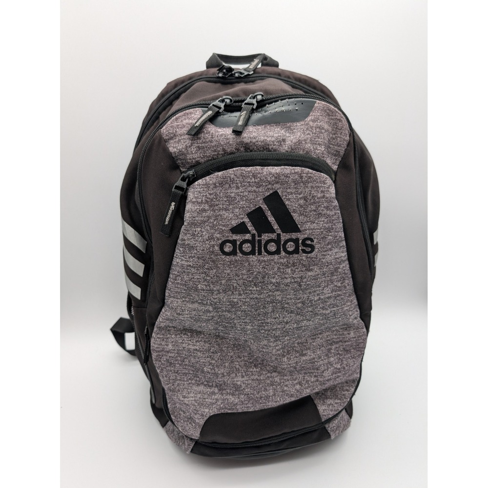 Adidas Backpack Black Grey Heathered Neon Yellow Interior Multi Pocket Travel